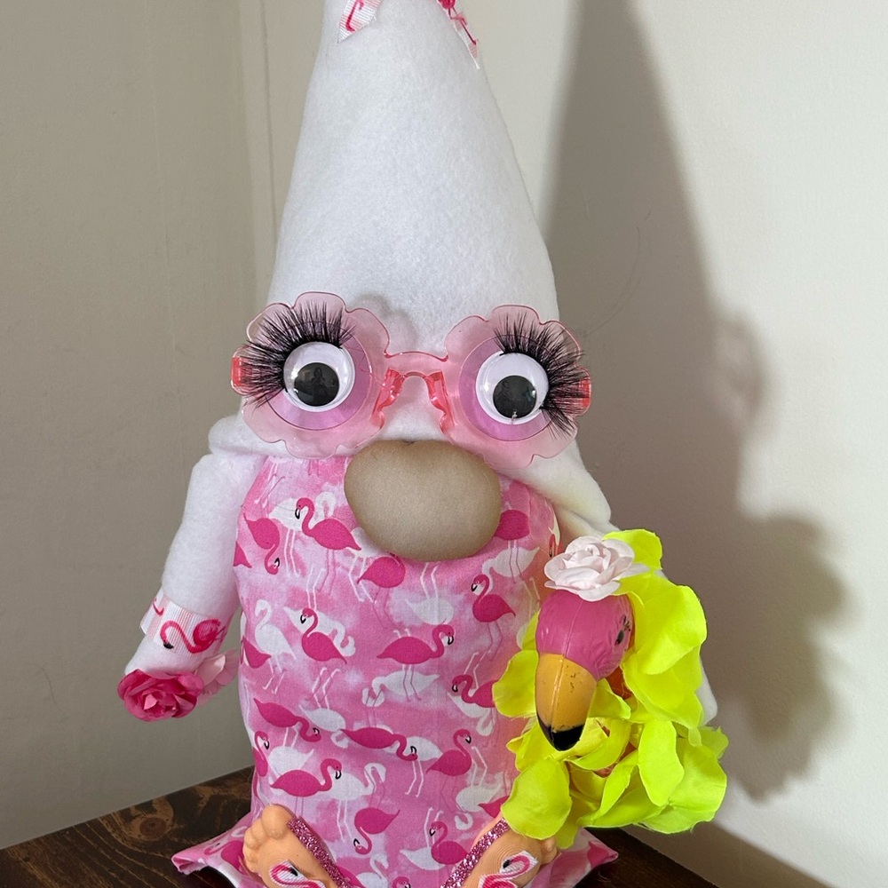 Pink Flamingo Summer Gnome